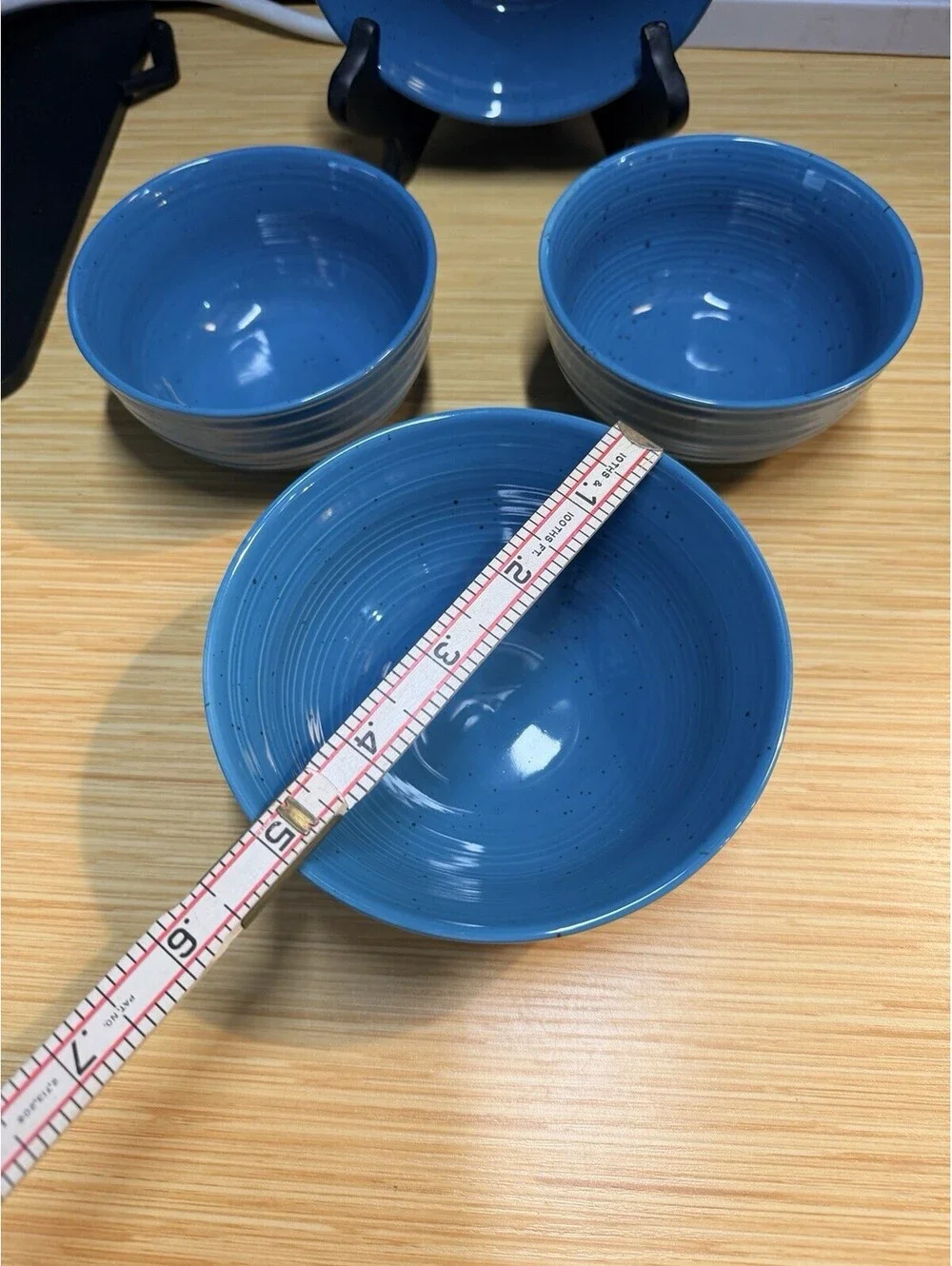 Set of 4 Sango Siterra Artist's Blend Blue 2 Fruit & 2 Cereal Bowls Speckled *